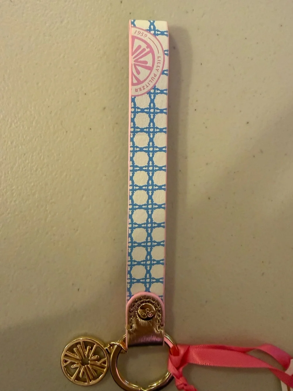 Lilly Pulitzer Strap Keychain in ‘Frenchie Blue Caning’ - *NWT*